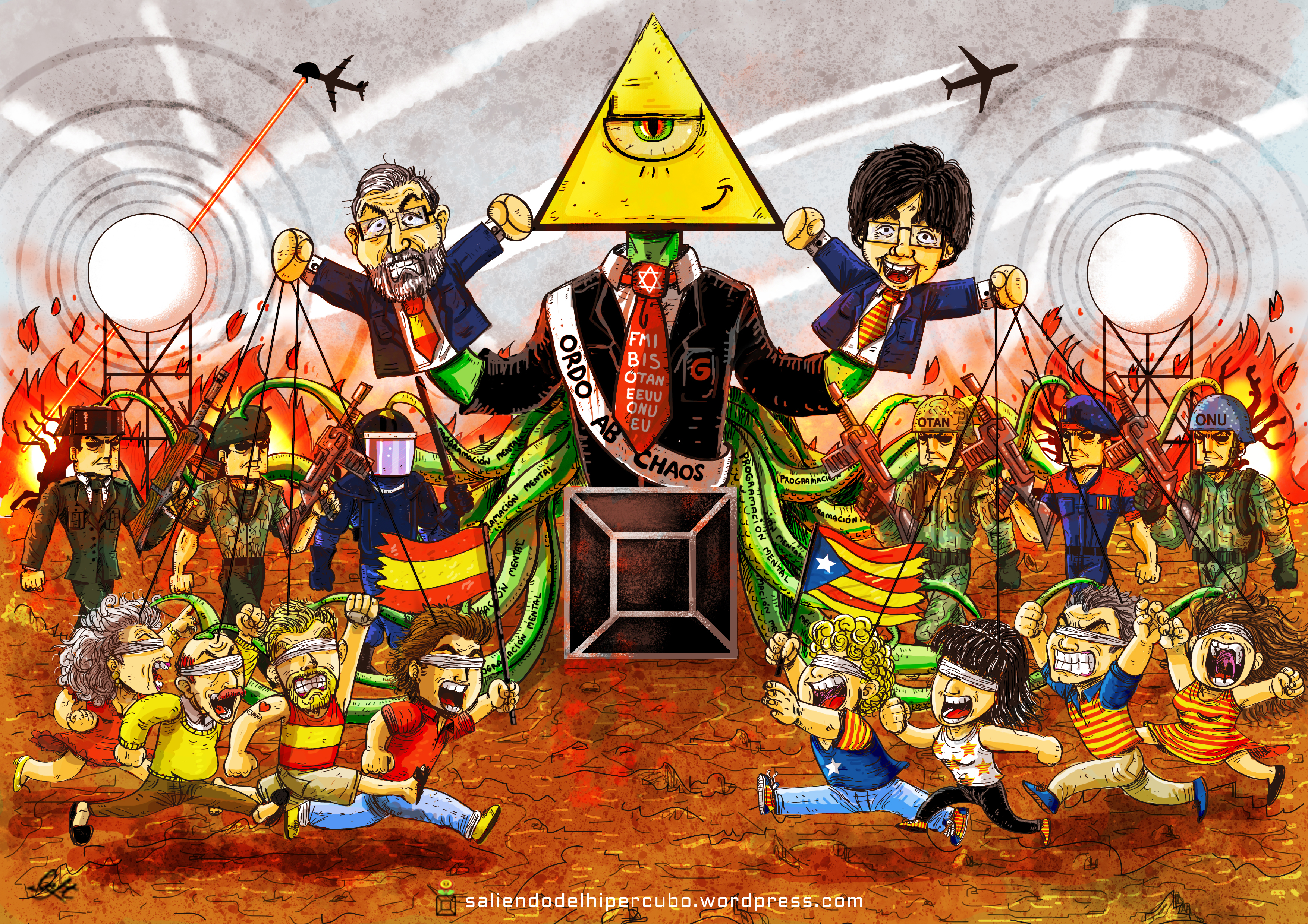 NOM Cataluña independencia - Saliendo del Hipercubo -ilustración by Left